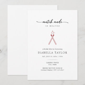 Modern Minimalist Match Bridal Shower Invitation