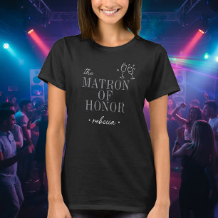 Modern Minimalist Matron Honor Script Bachelorette T-Shirt