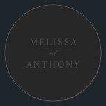 Modern Minimalist Matte Black Wedding Classic Round Sticker<br><div class="desc">Easily personalise your wedding invitation stickers with this editable design. Features minimal typography design in matte black colour.</div>