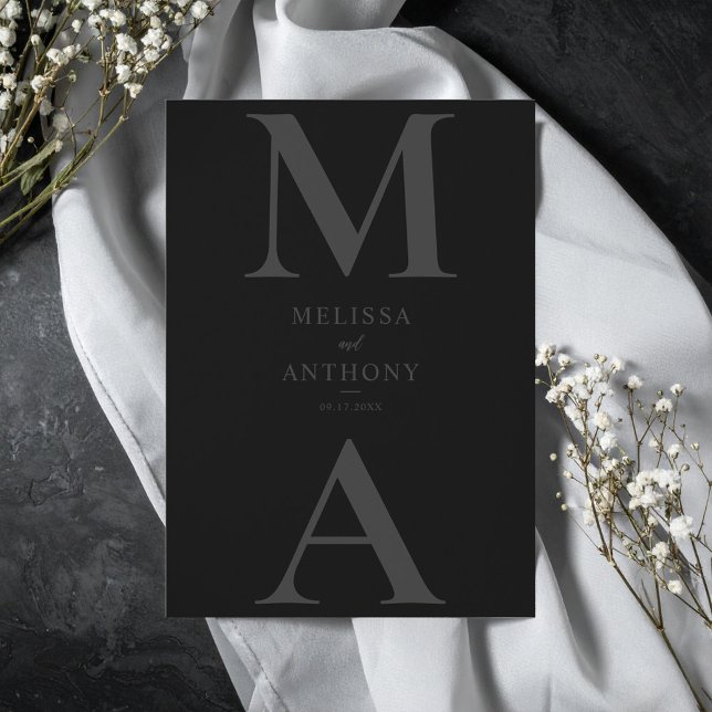 Modern Minimalist Matte Black Wedding Invitation (Creator Uploaded)