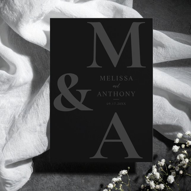 Modern Minimalist Matte Black Wedding Invitation (Creator Uploaded)