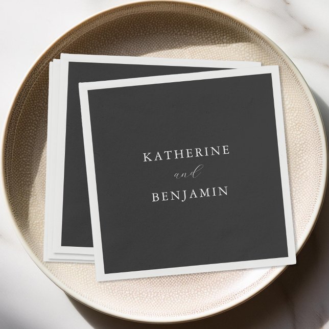 Modern Minimalist Matte Black Wedding Napkin (Creator Uploaded)