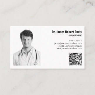 Modern Minimalist Medical Doctor Photo QR Code👨‍⚕ Business Card