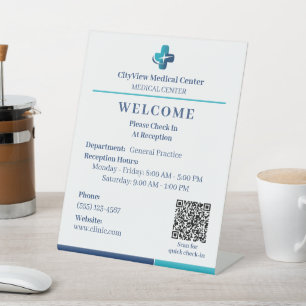 Modern Minimalist Medical Office Reception Welcome Pedestal Sign