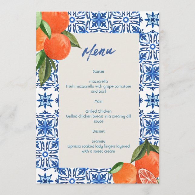 Modern Minimalist  Menu (Front)