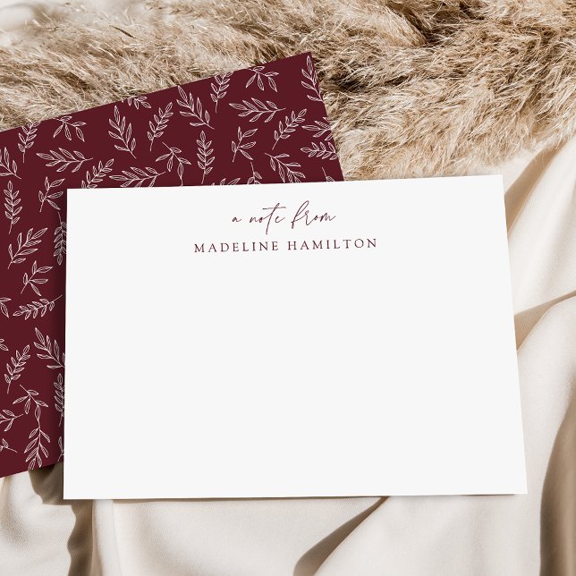 Modern Minimalist Merlot Botanical Personalised Card (Creator Uploaded)