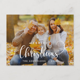 Modern Minimalist, Merriest Christmas Family Photo Postcard
