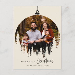 Modern Minimalist, Merriest Christmas Family Photo Postcard