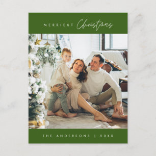 Modern Minimalist, Merriest Christmas Family Photo Postcard
