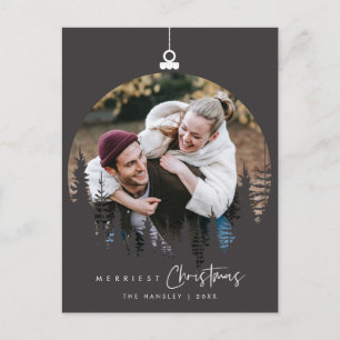 Modern Minimalist, Merriest Christmas Family Photo Postcard