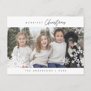 Modern Minimalist, Merriest Christmas Family Photo Postcard