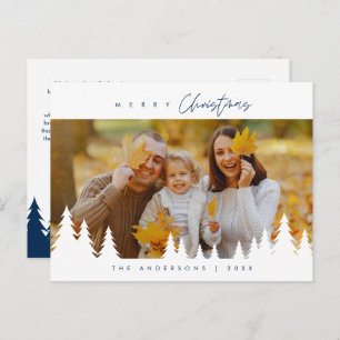 Modern Minimalist, Merriest Christmas Family Photo Postcard