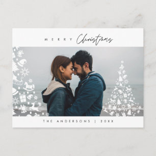 Modern Minimalist, Merriest Christmas Family Photo Postcard