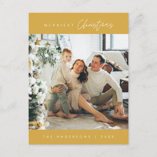 Modern Minimalist, Merriest Christmas Family Photo Postcard