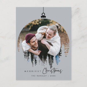 Modern Minimalist, Merriest Christmas Family Photo Postcard