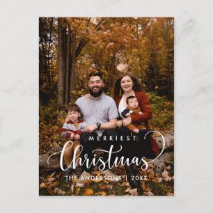Modern Minimalist, Merriest Christmas Family Photo Postcard