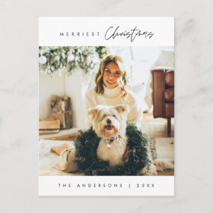 Modern Minimalist, Merriest Christmas Family Photo Postcard