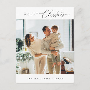 Modern Minimalist, Merriest Christmas Family Photo Postcard