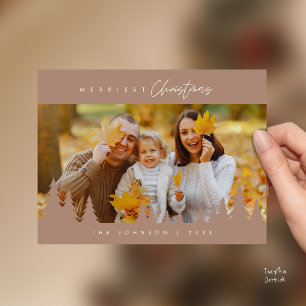 Modern Minimalist, Merriest Christmas Family Photo Postcard