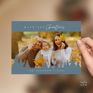 Modern Minimalist, Merriest Christmas Family Photo Postcard