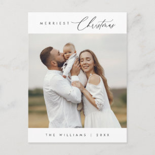 Modern Minimalist, Merriest Christmas Family Photo Postcard