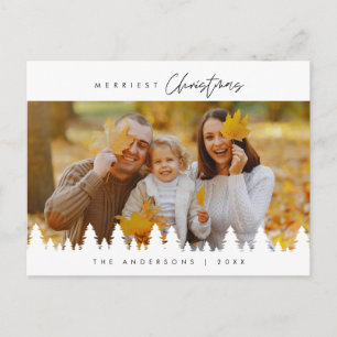 Modern Minimalist, Merriest Christmas Family Photo Postcard