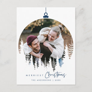 Modern Minimalist, Merriest Christmas Family Photo Postcard
