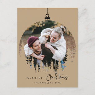Modern Minimalist, Merriest Christmas Family Photo Postcard