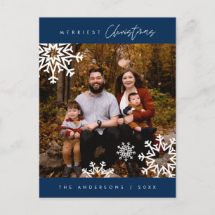 Modern Minimalist, Merriest Christmas Family Photo Postcard