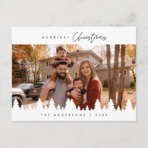 Modern Minimalist, Merriest Christmas Family Post Postcard