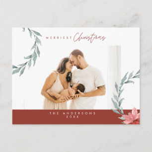 Modern Minimalist, Merriest Christmas Family Post Postcard