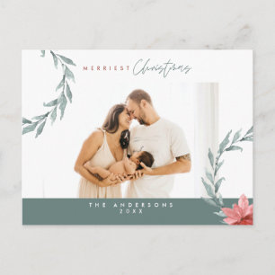 Modern Minimalist, Merriest Christmas Family Post Postcard