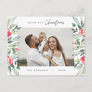 Modern Minimalist, Merriest Christmas Family Postcard