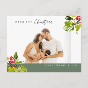 Modern Minimalist, Merriest Christmas Family Postcard