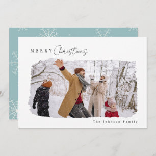 Modern Minimalist Merry Christmas 1 Photo Holiday Card