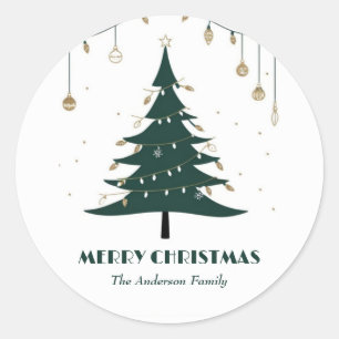 Modern Minimalist Merry Christmas Elegant Classic Round Sticker