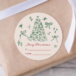 modern minimalist merry christmas gift sticker<br><div class="desc">This is a modern holiday themed sticker template featuring a hand drawn Christmas elements and an elegant font pairing. All colours and wording are editable // For matching items, please visit the "HOLIDAY" collection in the Sincerely By Nicole Zazzle store. * If you like this design but don't see it...</div>