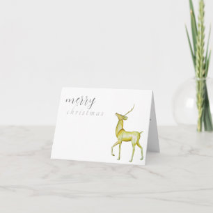 Modern Minimalist Merry Christmas Gold Reindeer  Card