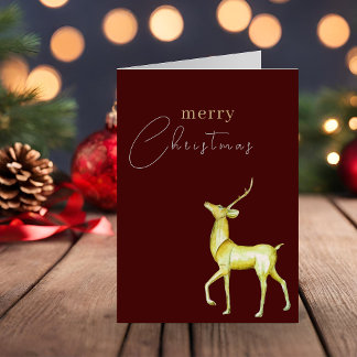 Modern Minimalist Merry Christmas Gold Reindeer  Card