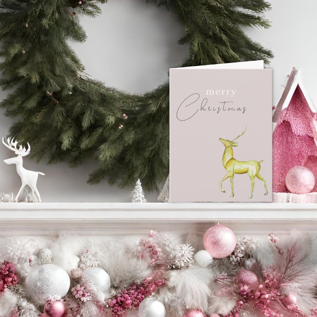 Modern Minimalist Merry Christmas Gold Reindeer  Card (Creator Uploaded)