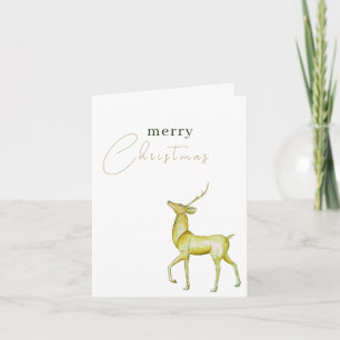 Modern Minimalist Merry Christmas Gold Reindeer  Card