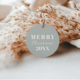 Modern Minimalist Merry Christmas Grey Blue Gift Favour Tags