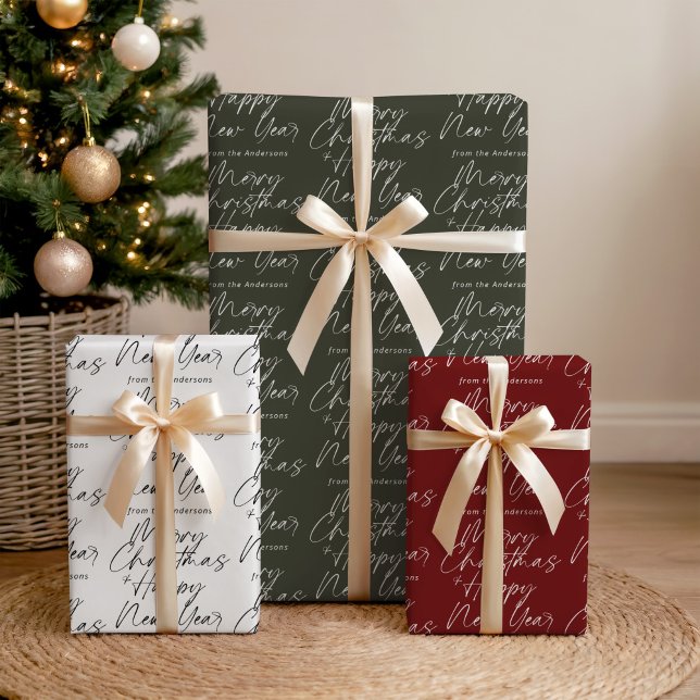 Modern Minimalist Merry Christmas & Happy New Year Wrapping Paper Sheet (Creator Uploaded)