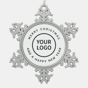 Modern Minimalist Merry Christmas Office Decor Snowflake Pewter Christmas Ornament