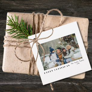 Modern Minimalist Merry Christmas Photo gift Favour Tags