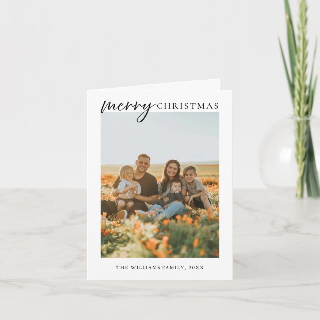 Modern Minimalist Merry Christmas Photo Holiday Card (Front)