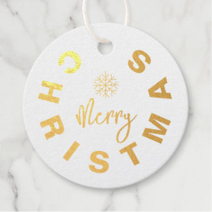 Modern minimalist Merry Christmas real gold Favour Tags