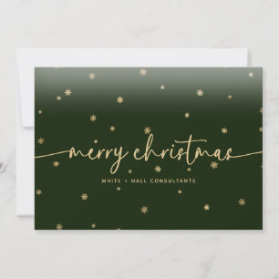 Modern Minimalist Merry Christmas Script Business Holiday Card