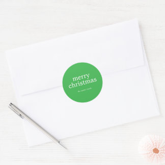 Modern Minimalist Merry Christmas Simple Lime Classic Round Sticker