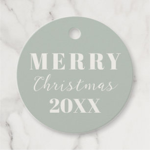 Modern Minimalist Merry Christmas Soft Green Gift Favour Tags